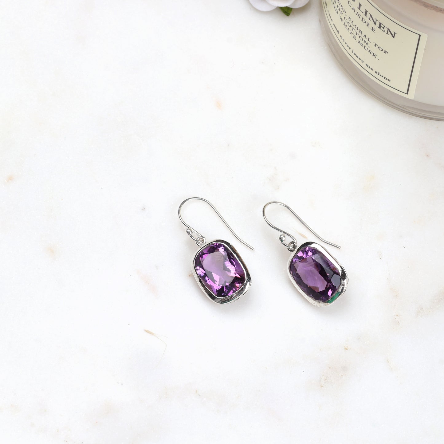 Mira Amethyst Hook Earrings