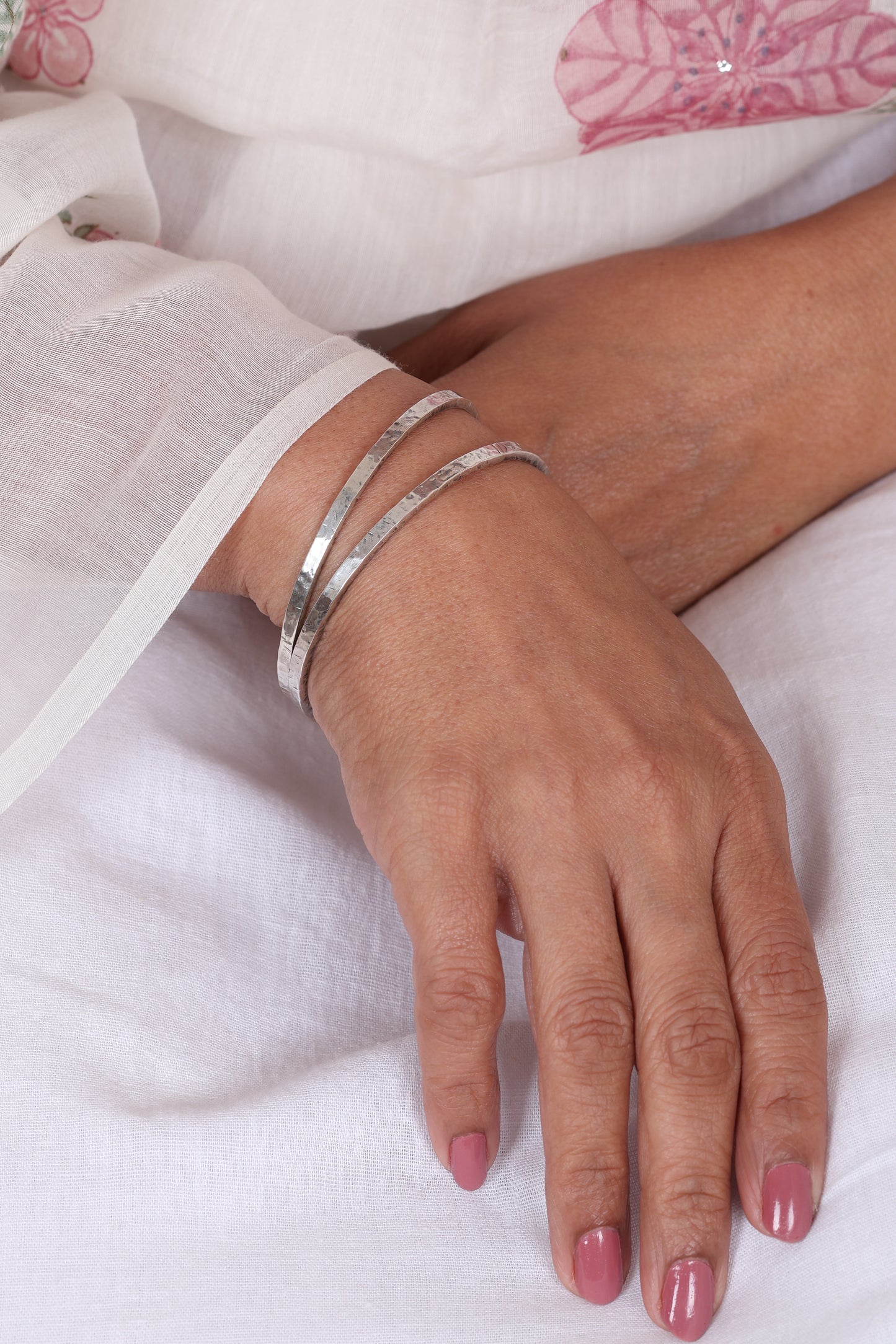 Lumina Silver Bangle Pair