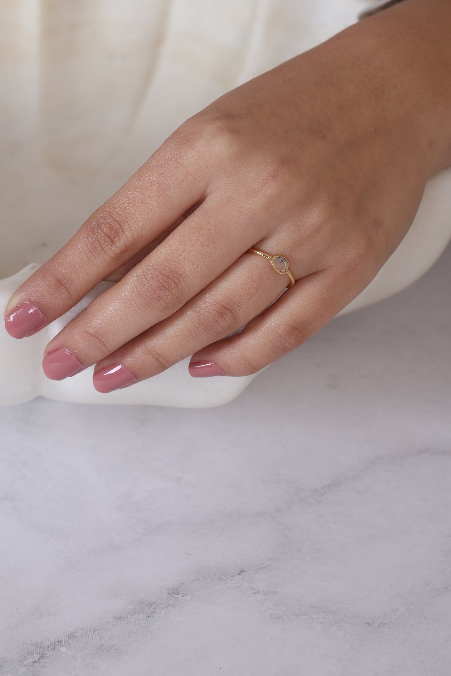 Gold Plated Silver Ring with Diamond