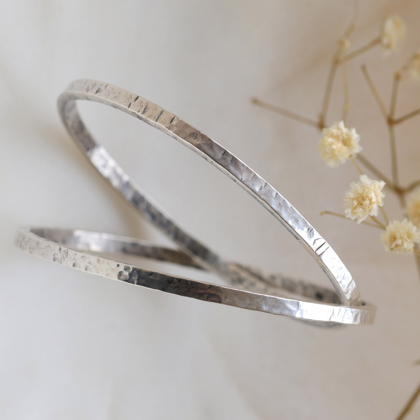 Lumina Silver Bangle Pair