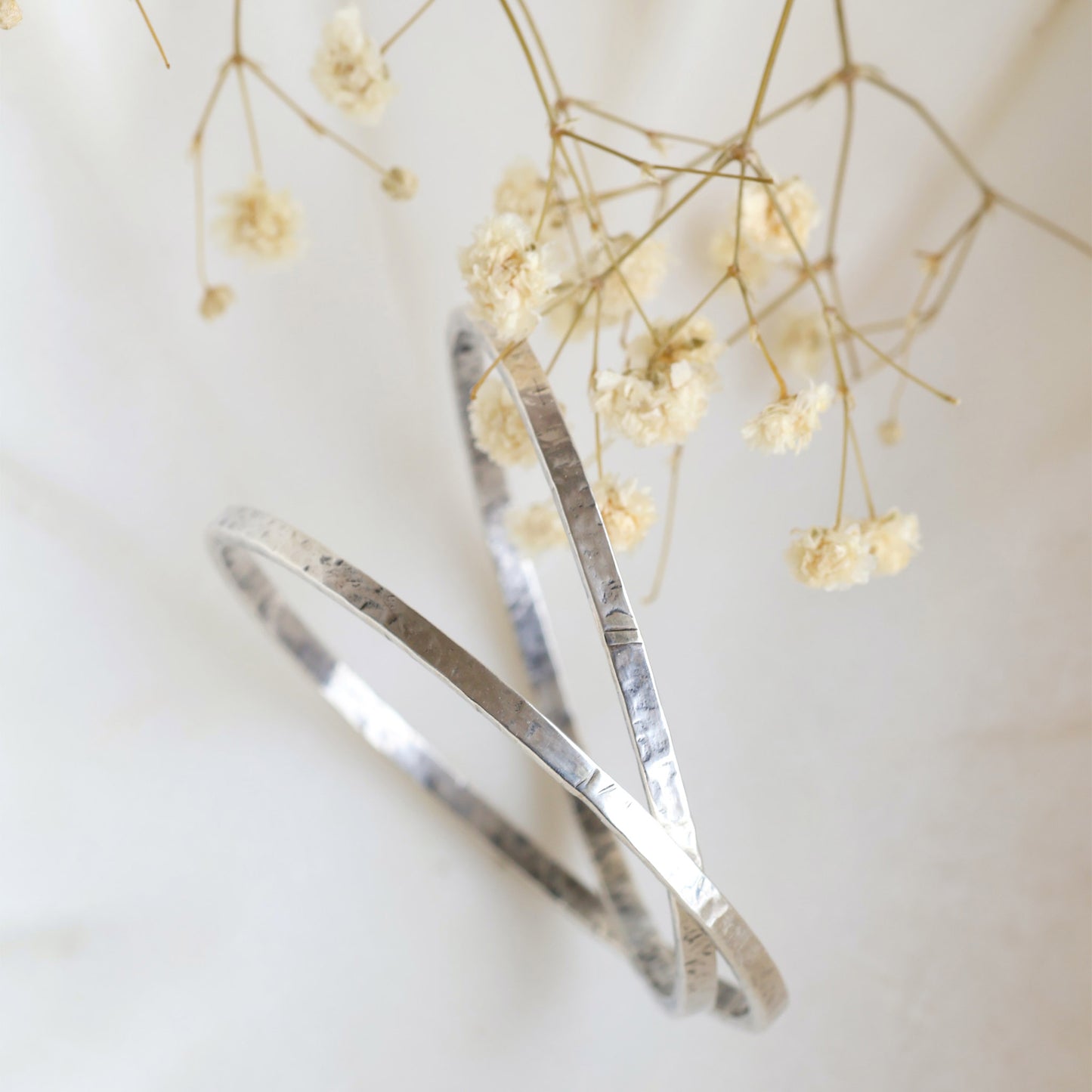 Lumina Silver Bangle Pair