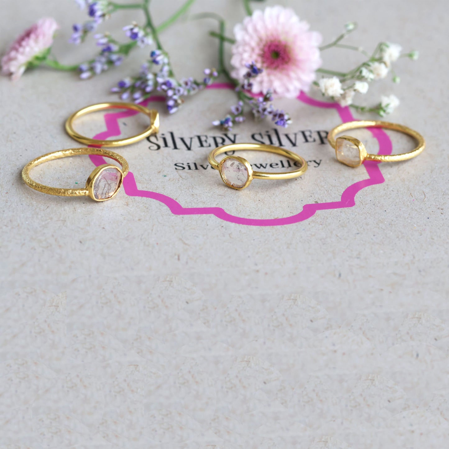 Gold Plated Silver Ring with Diamond