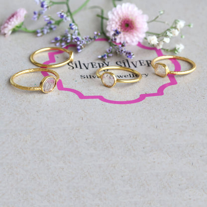 Gold Plated Silver Ring with Diamond