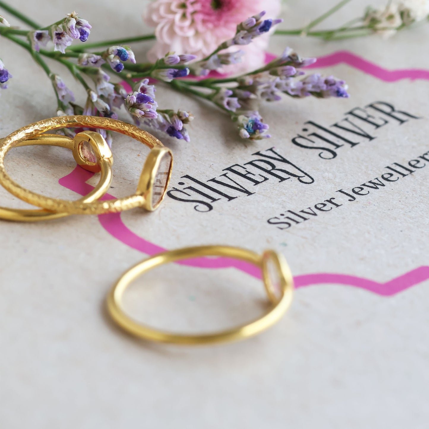 Gold Plated Silver Ring with Diamond
