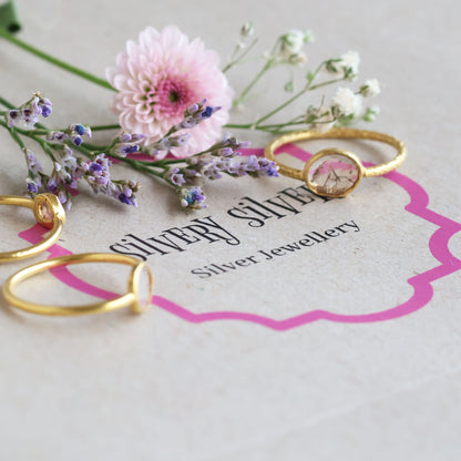 Gold Plated Silver Ring with Diamond