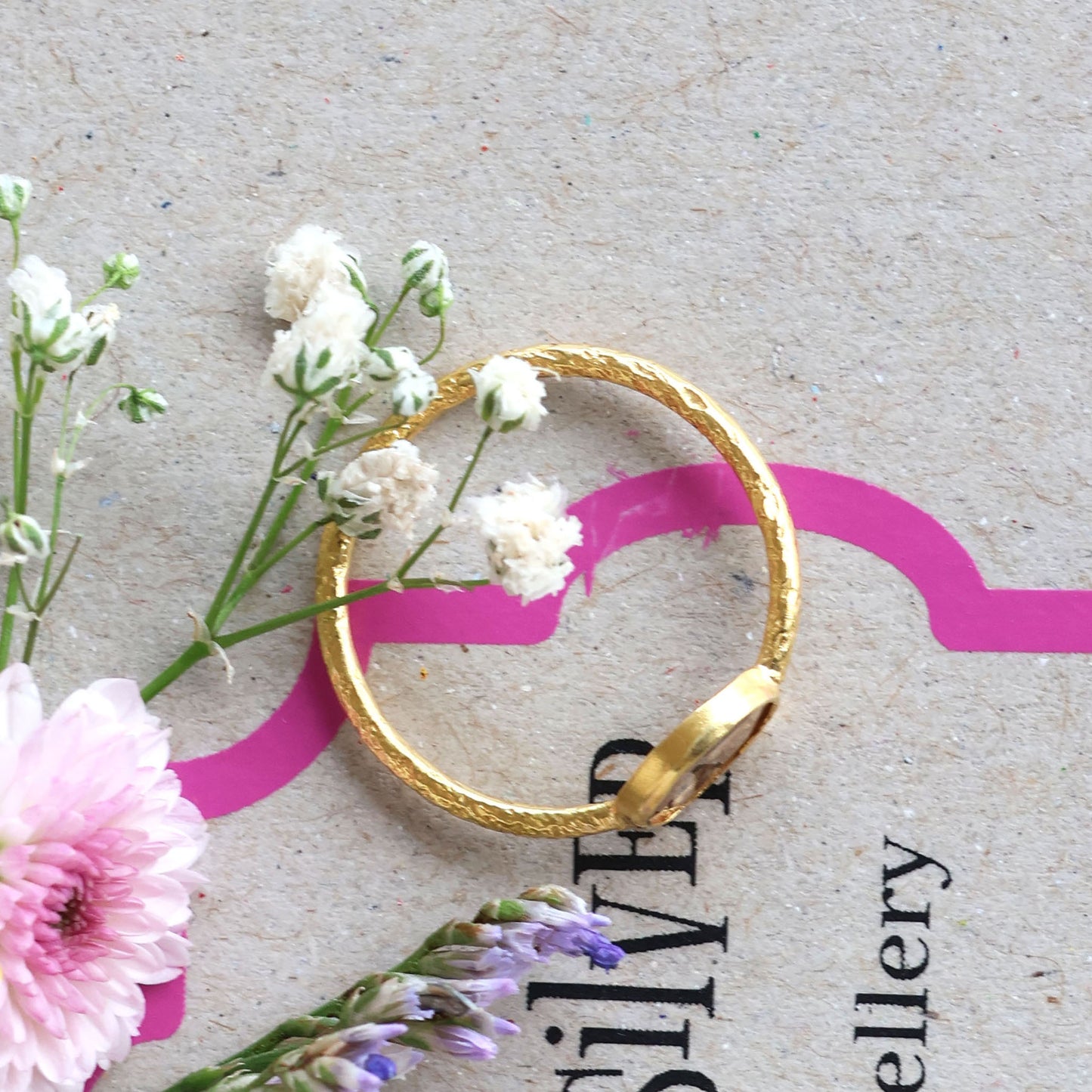 Gold Plated Silver Ring with Diamond