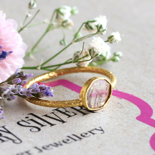 Gold Plated Silver Ring with Diamond