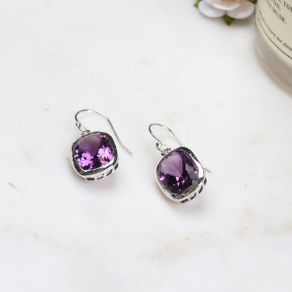 Mira Amethyst Hook Earrings