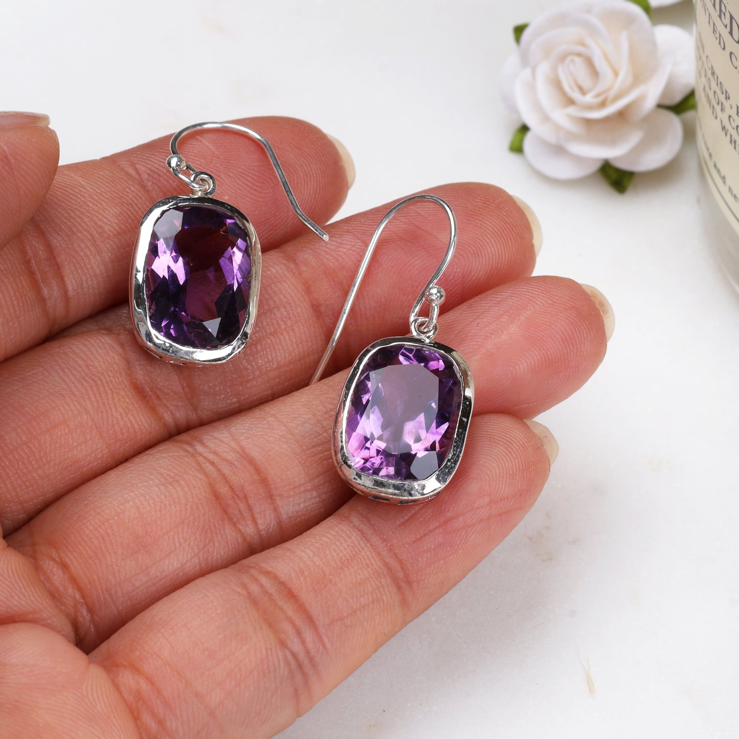 Mira Amethyst Hook Earrings