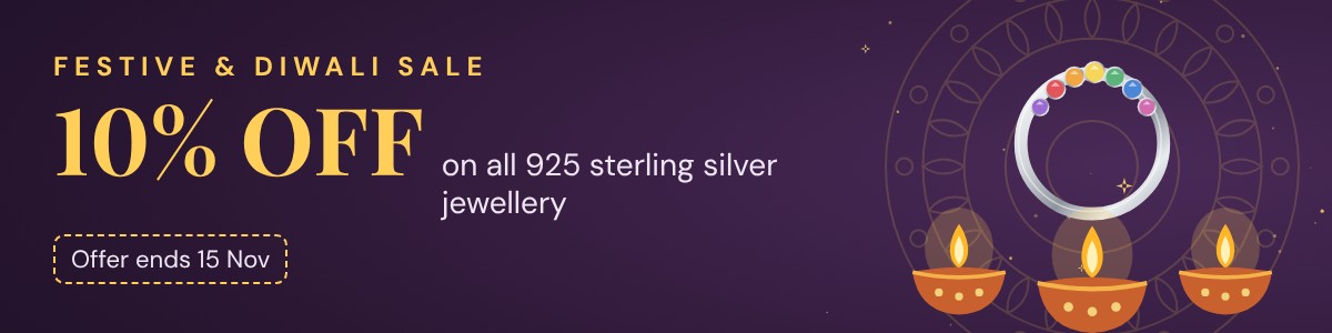 Festive and Diwali Sale: 10% off on all 925 sterling silver jewellery, offer ends 15 Nov